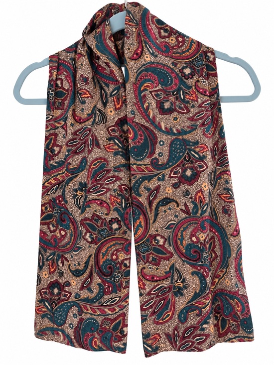 Accessories - Women’s Teal Burgundy Paisley Oblong Scarf Boho Floral Lightweight 50”